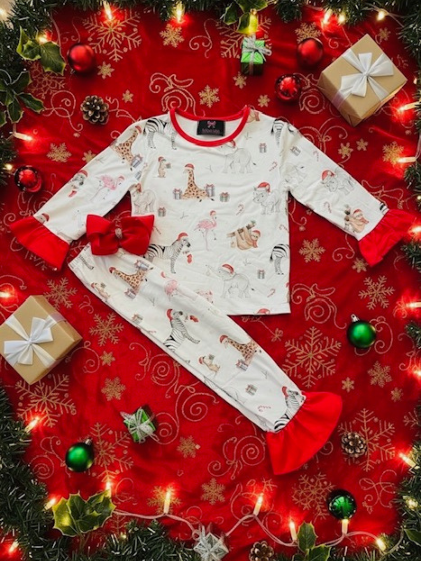 TODDLER HOLIDAY ANIMALS FLARE PJS