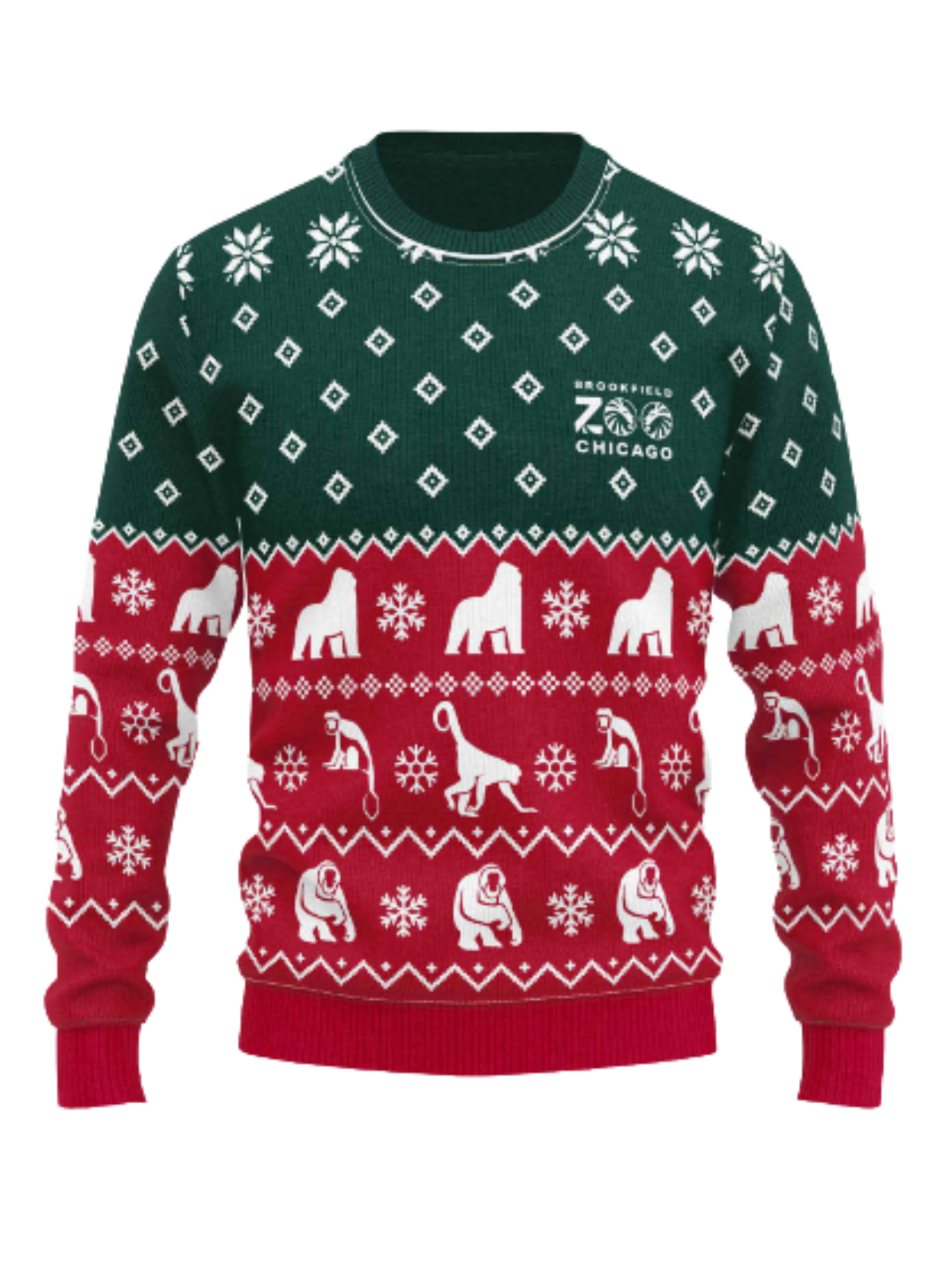 BROOKFIELD ZOO RED & GREEN HOLIDAY SWEATER