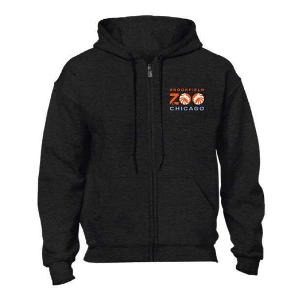 BLACK ADULT LOGO ZIP UP HOODIE